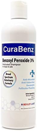 BEXLEY LABS Curaseb Benzoyl Peroxide Dog Shampoo – Премахва пърхот, белене, драскотини и циреи, Ветеринарна формула Здравина