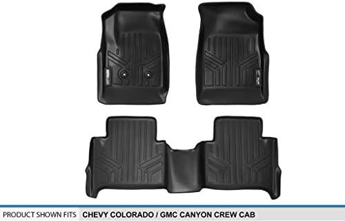 SMARTLINER Custom Fit Floor Mats 2 Row liner четки Set Black for 2015-2021 Chevy Colorado Crew Cab/GMC Canyon Crew Cab
