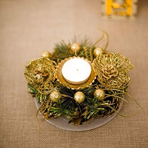 Dmtrab for 2 PCS Pinecone Pine Needle Christmas Candle Upscale Christmas Candle Holder Decoration Decoration Without Candle/Коледно