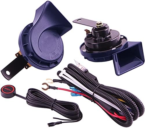 AOLIHAN Car Horns,Loud Train Horn,Truck Horn,Boat Horn,Waterproof 12V Loud Dual-Tone Electric Horn Kit(blue horn with