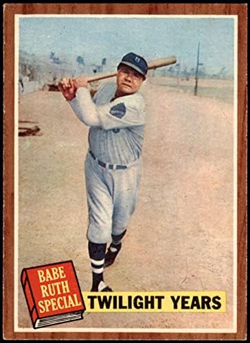 1962 Topps # 141 NRM Twilight Years Бейб Ruth Milwaukee Braves (Бейзболна картичка) (Нормален цвят) EX+ Braves