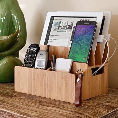 Зарядно устройство MobileVision Бамбук с Удлинительными Отделения за смартфони, таблети и лаптопи Charging Dock Plus Стационарен
