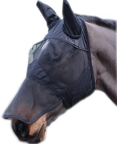 Полнолицевая окото маска Fly Mask с удължаване на носа и ушите - Руното подплата, Размери: Small Пони, Пони, Cob, Full & Extra Full