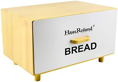HausRoland Хлебница за Кухненско Тезгяха Кутия Хлебница Контейнер за Съхранение Буханок Сладкиши Суха Храна (бял, GS-03061A-407)