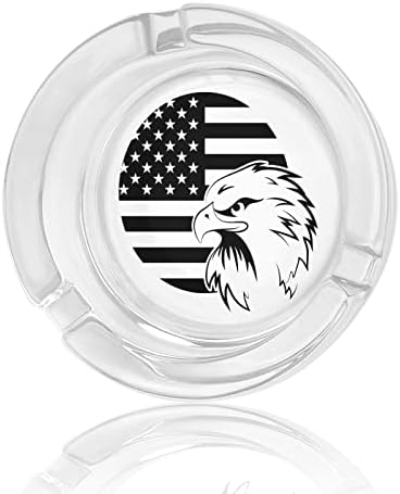 Американският Флаг на САЩ Орел Стъклен Пепелник Диаметър 3,3 Прозрачна Цигарената табела за Домашния Офис Настолна Ползи