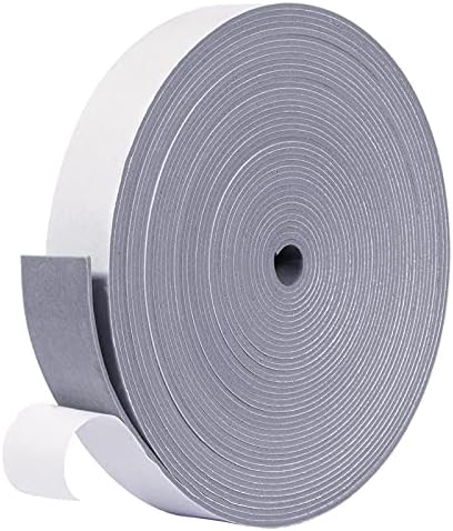 fowong Grey Foam Stripes with Adhesive - 1 Ролка, 1 Inch Wide x 1/16 Inch Thick, Close Cell Rubber Foam Weather Ивици
