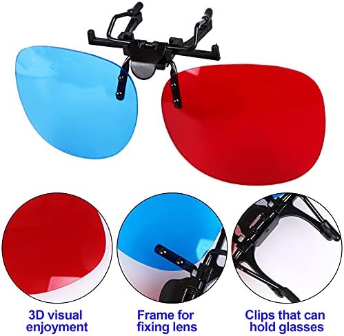 craftshou Pack 4 3D Clip On Glasses Red Blue 3D Glasses 3D Moive Glasses for Циан Anaglyph Style Home Theater Moives Games