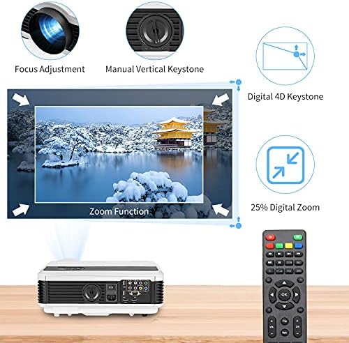 Домашно Кино Android Проектор 1080 P, EUG Full HD Проектор, WiFi и Bluetooth 6000 Лумена Airplay за Стрийминг на Видео