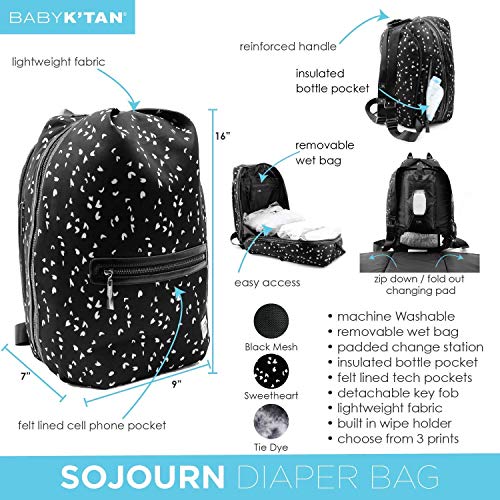 Baby K ' тан Original Baby Wrap Carrier Black, X-Small and Diaper Bag Sojourn, Sweetheart Black