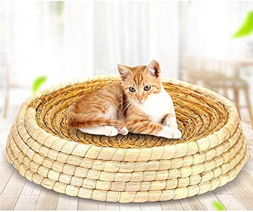 MUMUJJ Cat Scratcher Board, направи си САМ Ръчно изработени Round Cat Scratching Lounge Bed, Изработена от Слама и Царевица