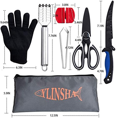 Риболовен нож7-нов комплектът Включва в себе си, Стръв Нож с покритие и ножнами,Острилка за ножове,Многофункционални Ножици,Противорежущие