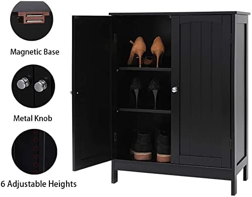 guog Black Bathroom Floor Storage Cabinet with 2 Срок Storage Cabinet