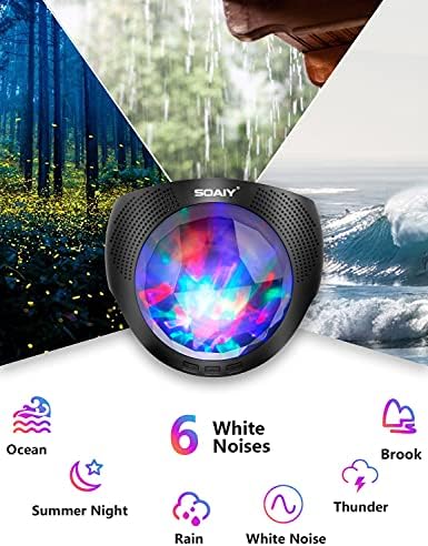 Aurora Borealis Light Projector with White Noise Sound Machine, Bluetooth Speaker/Таймер/Remote, LED Moving Psychedelic