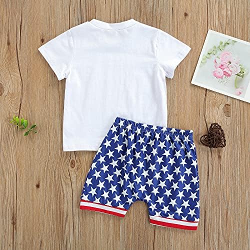 Ayalinggo 4th of July Baby Boys Outfits Short Sleeve Letter Print T-Shirt and Stars Shorts 2Pcs Independence Day Clothes