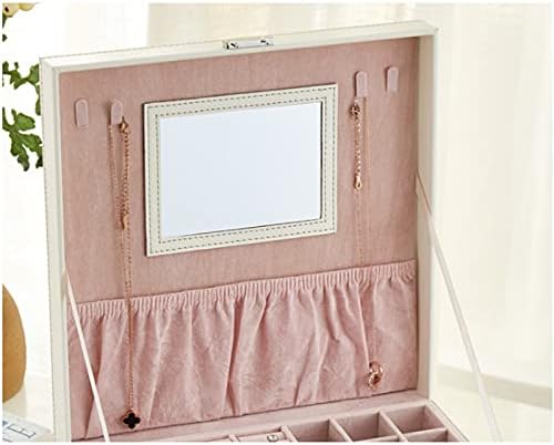 SSMDYLYM Ковчег За Бижута с Огледален Корпус Двупластова Кутия За Съхранение на Кожена Притежателя на Бижута за Кутии