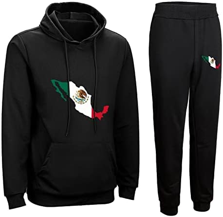 BAIKUTOUAN Знаме на Мексико Унисекс Пуловер Hoody Спортни Панталони 2 Бр. Спортен Костюм Комплекти За Грижа За кожата