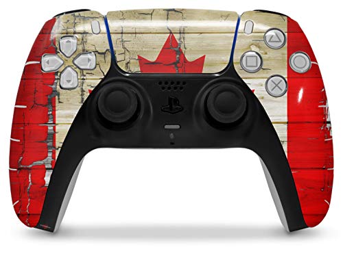 WraptorSkinz Skin Wrap е съвместим с контролера на Sony PS5 DualSense Оцветени выцветший и напукана канадски флаг на Канада