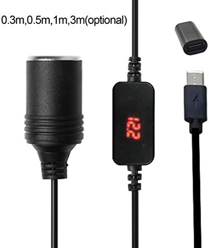 USB C PD Female Type C Male to 12V Car Socket Power Cable with Voltage Display PD Type C to 12V Step Up USB Кабел C PD