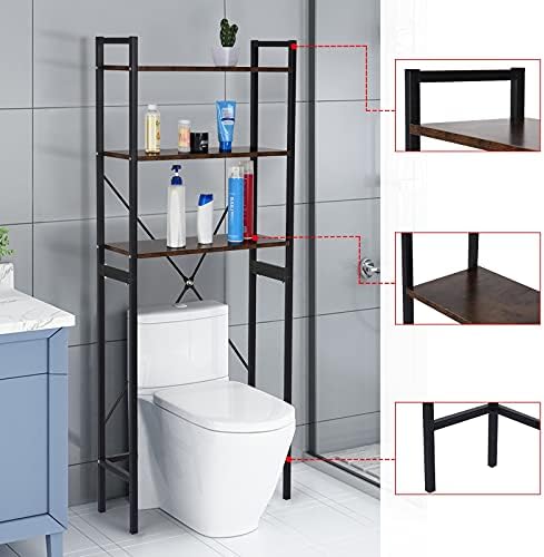 Шкаф за съхранение на баня - с 3 Вместительными Рафтове P2 ПДЧ Метална Рамка, Подходяща За Тоалетни с Висока Облегалка