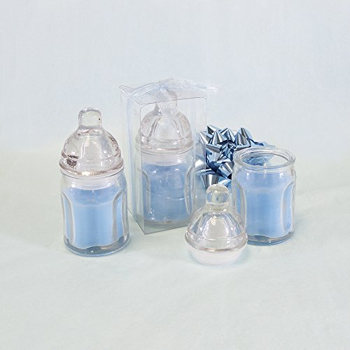 Lunaura Спомен Baby - Комплект от 12 бебешки бутилки стъклениBoy Ароматна Свещ - Син