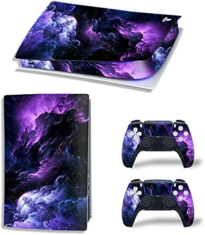 PS5 Skin Stickers, Full Body Рибка Decal Cover for Playstation 5 Digital Edition Console & Controllers - Purple Cloud
