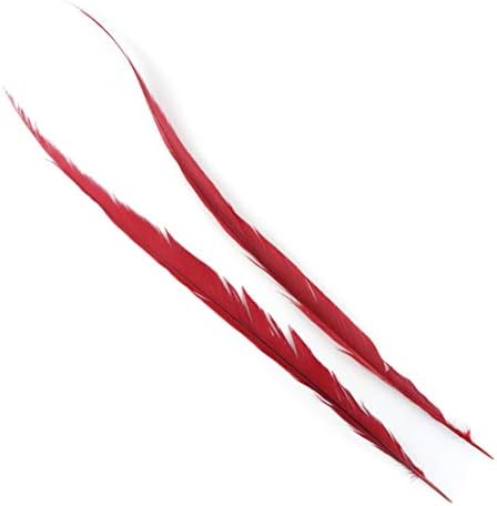Zucker 3pc Отбеленное - Боядисани перо от Фазан Занаятчийски принадлежности - 25-30 инча (червен)