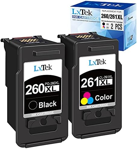 LxTek Рециклирани консуматив Заместител на Canon 260XL 261XL 260 XL 261 XL PG-260 PG-260XL CL-261 CL-261XL за използване с TS6420 TR7020 TS5320 Тава принтер, 2(1 черна, 1 трицветна)