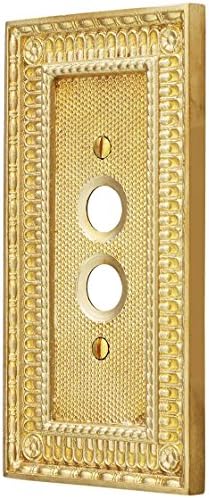 Pisano Single Gang Push Button Switch Plate in Unlacquered Brass