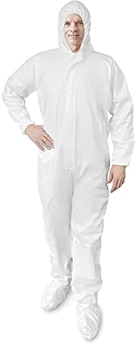 НЕВЕРОЯТНИ са за еднократна употреба тела SF дължина 74 инча. Опаковка от 5 бели XX-Големи защитни костюми за тялото. Унисекс Полипропилен 40 gsm работно облекло с Микроп?