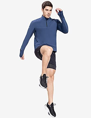 BALEAF Мъжка тениска за бягане с Дълъг ръкав Quick Dry Quarter Zip Пуловер Спортна Тренировка