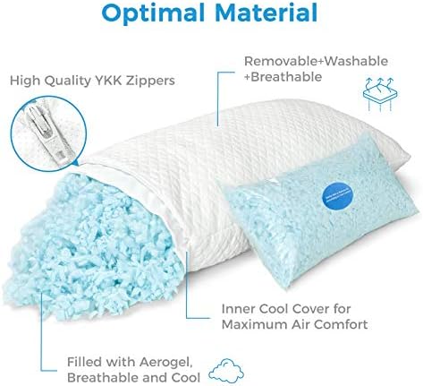 Lifewit Premium Shredded Memory Foam Pillow - Регулируема Таванско помещение Гипоаллергенная Охлаждаща Възглавници за Странични, Задни, на Стомашни Траверси, Моющаяся Делото - CertiPUR-US C