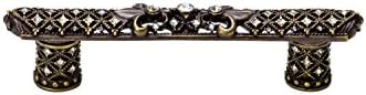 Carpe Diem Hardware 7635-3C Versailles 4-Инчов O. C. Small Pull Fleur De LYS с кристали Swarovski и декоративни крака, Колони, Античен Месинг