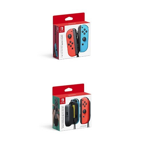 Nintendo Switch - Joy-Con (L/R)-Neon Red/Neon Blue and Switch - Joy-Con AA Battery Pack