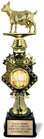 13 Трофей G. O. A. T. с Изработен по поръчка за гравиране на персонализирани плоча, Забавна офис награда Коза, наградата