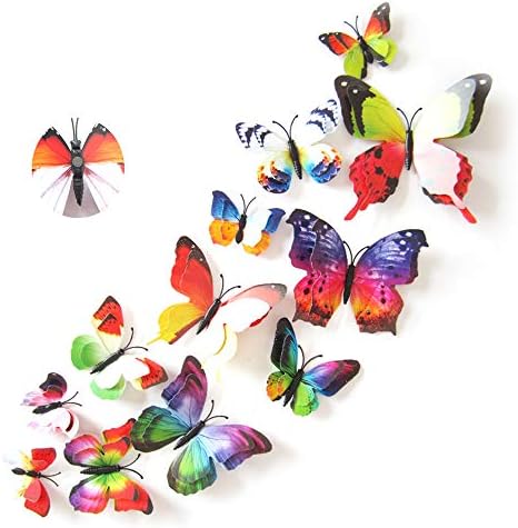 Jahosin 3D Пеперуда Стикери за Стена Хладилник 12 бр PVC, Водоустойчив Хладилник за Стенен Декор Художествени Занаяти