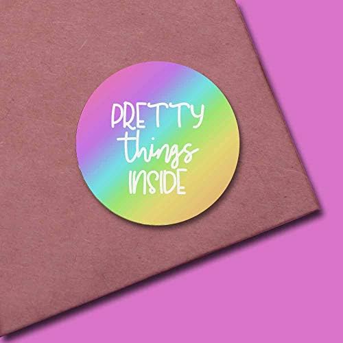 Rainbow Ombre Pretty Things Inside Thank You Customer Appreciation Sticker Labels for Small Business, 60 1.5 Кръг Stickers
