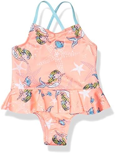 Wippette Girls' Toddler Baby One Piece Swimsuits with Разчорлям Trim