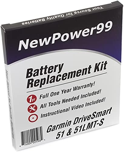 NewPower99 Акумулаторен комплект за Garmin DriveSmart 51LMT-S и DriveSmart 51 с Инструменти, Видеоинструкциями, Дълъг живот на Батерията