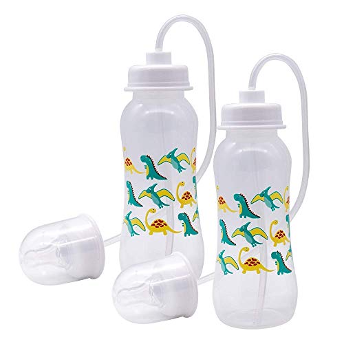 Hands Free Baby Bottle - Anti-Colic Самостоятелно Baby Feeding Bottle System 9 унции (2 опаковки-Динозавър)