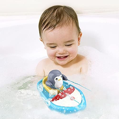 Rhinoon Electric Boat Toddler Bath Toys - 3 Spray Penguins Automatic Spray Water Bath Toy, Sprinkler Bath Shower Toys