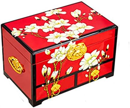 JJZXC Античен Класическа Кутия За Съхранение на Бижута Реколта Дървена Кутия За Съхранение на Бижута Организатор Кутия
