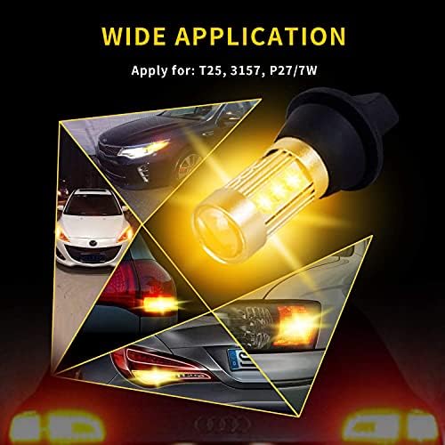 Morefulls 3157 Switchback LED Turn Signal Light Bulbs Error Free T25 3047 3057 3155 3156 Amber Replace and White for Front/Rear