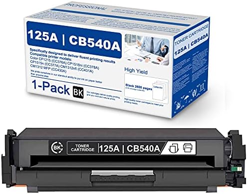 1 Опаковка Черно 125A | CB540A Съвместими Рециклирани Тонер касета Заместител на HP Color CP1215 CP1515n CP1518ni CM1312nfi CM1312 MFP Принтер