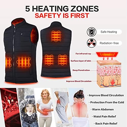 AICARSHI Heated Vest with Battery for Men Women USB-Rechargeable Heated Clothing Heating Яке Vest for Cold Weather