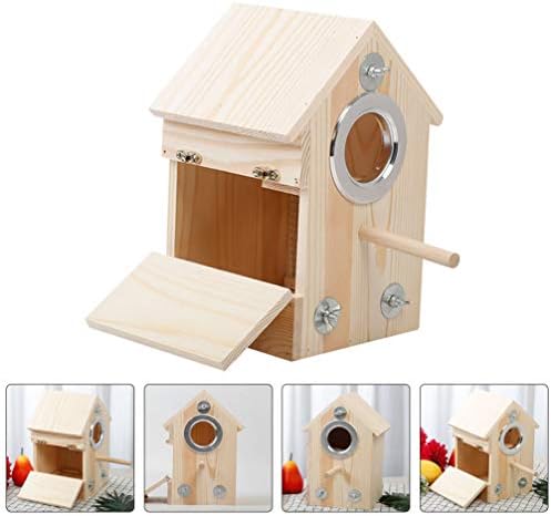 Happyyami Дървена Птица Къща bird ' s Nest Кутия За Разплод Дървена Клетка За Птици и Аксесоари за Сипка Неразлучников