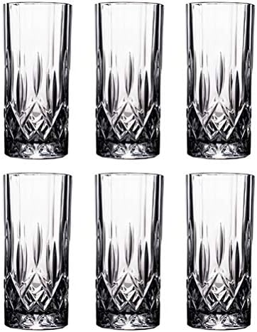 Tebery 6 Pack Clear Highball Glasses Diamond Cut Drink Glasses Tumbler Beverage Set(8 унция)