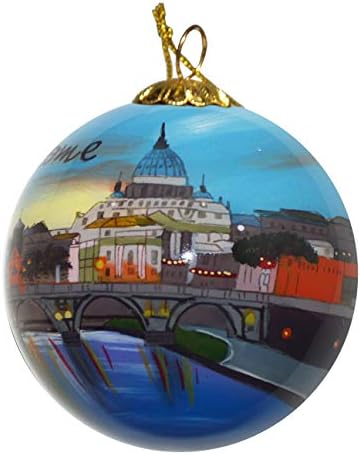 Art Studio Company Ръчно Рисувани Стъклени Коледен Орнамент - Rome Skyline