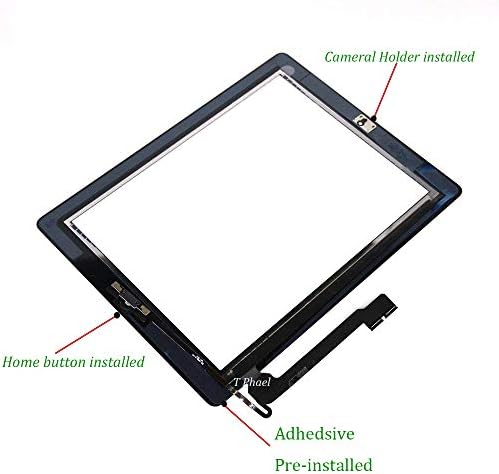 T Phael Black Screen Replacement for iPad 4 A1458 A1459 A1460,iPad4 Touch Screen Digitizer Front Glass Assembly -Включва