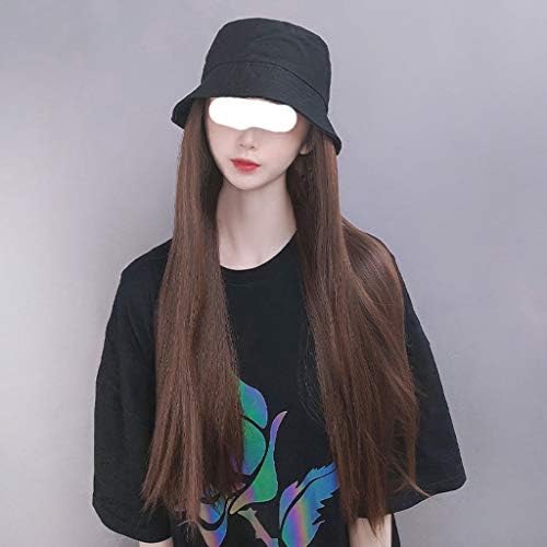 SPNEC LQGSYT Перука на Косата с Черна Шапка Рибар Синтетични Топлинни изкуствена коса Естествени Фалшива Коса за Жени (цвят : светло кафяв)