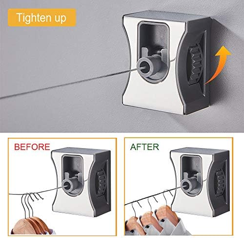 BESy Retractable Clothesline with Adjustable Stainless Steel Въжето Hotel Style Heavy Duty, Wall Mounted Bathroom Laundry